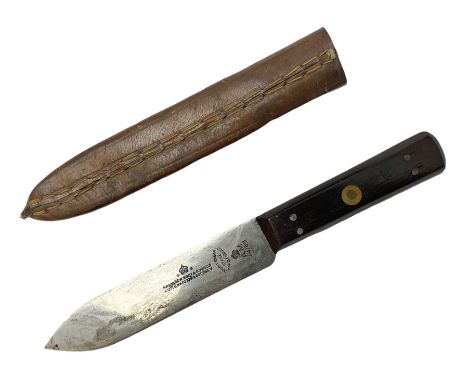 George V Air Ministry knife the 13.5cm steel blade by Harrison Bros & Howson and marked AM 44/88 with two-piece hardwood grip