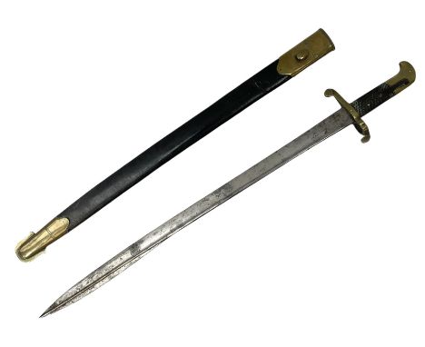 British 1855 pattern 'Sappers & Miners' Lancaster sword bayonet as issued to Medical Corps, the 62cm steel blade marked S&K w