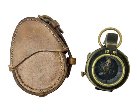 WW1 verner's pattern brass cased marching compass inscribed F-L No.74469 1917; in leather carrying case impressed W. Huddlest