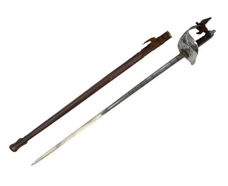 British George V 1897 Pattern Infantry Officers Sword, the 82.5cm fullered steel blade etched and polished with crowned royal