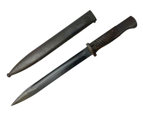 WW2 German Model 1884/98 knife bayonet the 25cm steel blade marked Jos. Coris Sn. No.7464; in steel scabbard with same makers