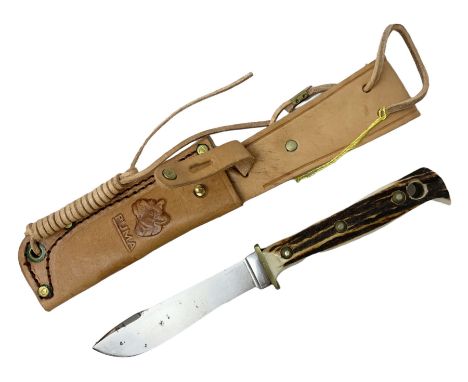 German Puma Hunter's-Pal knife, the 10cm steel blade marked model 6397, serial No.72573 to guard, fixed blade, antler scales;