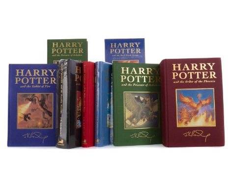 FULL SET OF HARRY POTTER FIRST DELUXE EDITIONS,with gilt tooled pictorial boards, pub. Bloomsbury, London (Chamber of Secrets