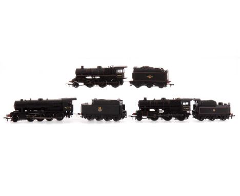 THREE BACHMANN LOCOMOTIVES AND TENDERS,all in BR black livery with red trim, nos. 43160, 76069, and 90274