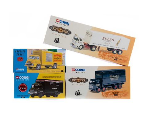 FIVE CORGI CLASSICS DIE-CAST VEHICLES,comprising Bell's AEC Ergomatic with Box Trailer, Police Mobile Colum Thames Trader Con