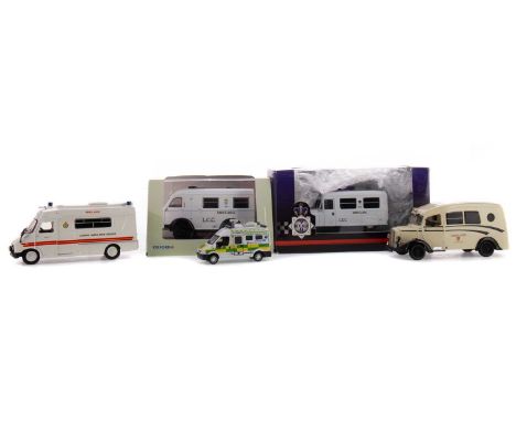 COLLECTION OF BRITISH EMERGENCY SERVICE VEHICLE MODELS,including HartSmith Models Ltd. Land Rover Scottish Paramedic, Fire Br