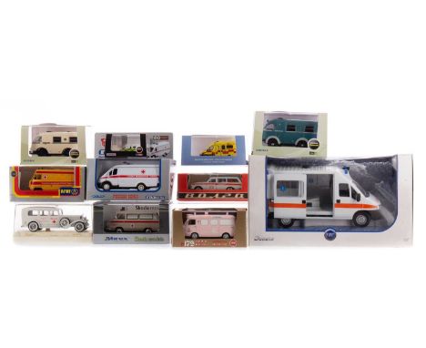 COLLECTION OF AMBULANCES,mixed manufacture, including Matchbox 1955 Holden and 1950 Ford E83 W, Kenna Vanguard Ambulance no. 