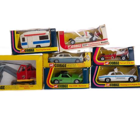 CORGI MODELS,a group including 1128 Priestman "Cub" Shovel, 156 Graham Hill's Embassy Shadow, 152 Ferrari 312 B2, 414 Coastgu