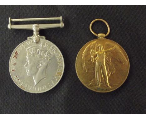 Great War Victory medal to M2-105547 Private C Howellof the Army Service Corps  together with WW2 medal 