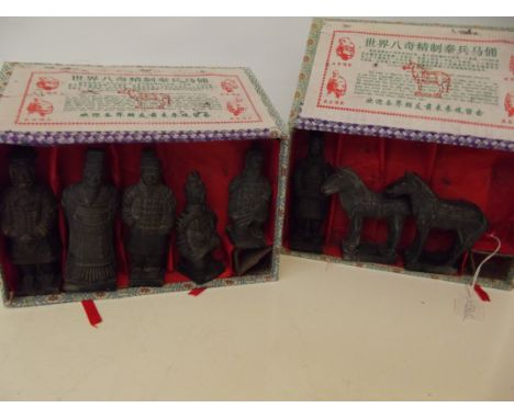 Eight Terracotta army figure, contained in two cases 