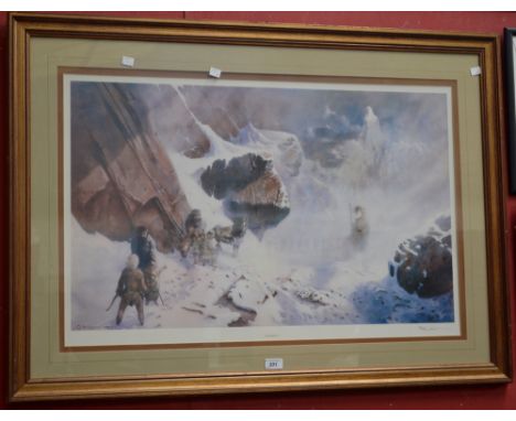 The Lord of the Rings interest - Caradhras, print by Paul Raymond Gregory, signed by the artist, 86cm x 55cm 