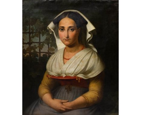 Paul Emil Jacobs (1802 Gotha - 1866 ebenda)Porträt von Vittoria Caldoni, Öl auf Leinwand, 73,5 cm x 62 cm, um 1826, restaurie