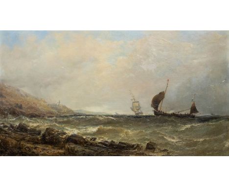Edwin Hayes (1819 Bristol - 1904 London)Seestück, Öl auf Leinwand, 47 cm x 82 cm, schwer leserlich signiert, craqueliert, par