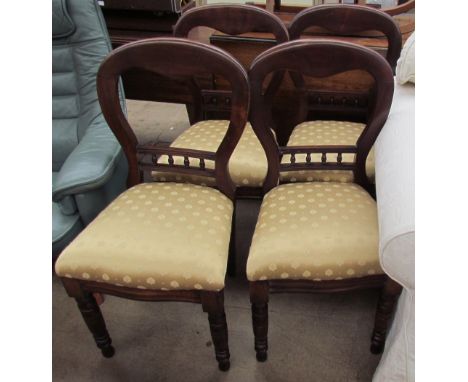 A set of four Victorian balloon back dining chairs together with a gate leg dining table