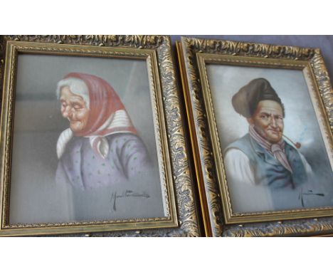 Marantonio Head and shoulders portrait of a gentleman smoking a pipe Oil on canvas laid onto board Signed 24 x 18cm Together 