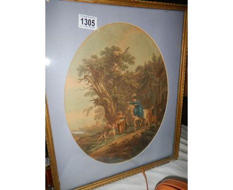An oval coloured lithograph.