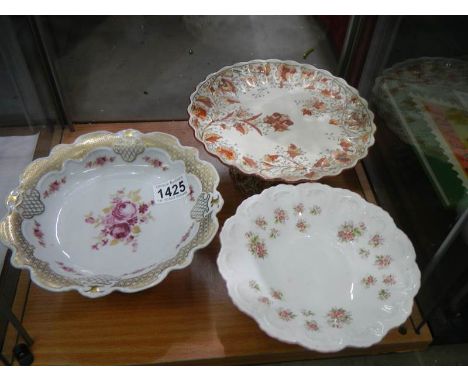 Three ceramic comports/cake stands.