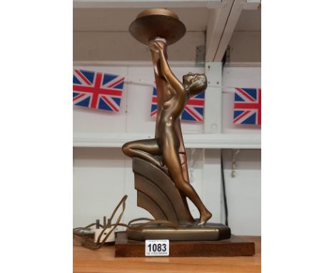 An original art deco figural lamp (No shade)