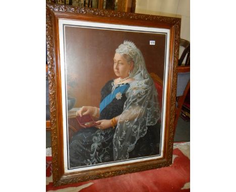 A large framed and glazed portrait print of Queen Victoria, COLLECT ONLY.