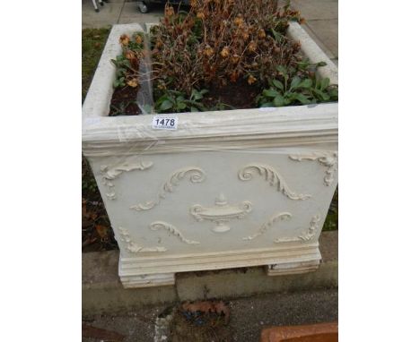 A heavy square garden planter. COLLECT ONLY.Size 48cm x 48cm x 48cm.