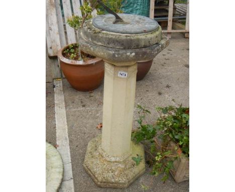 A garden plinth with brass sundial. COLLECT ONLY.