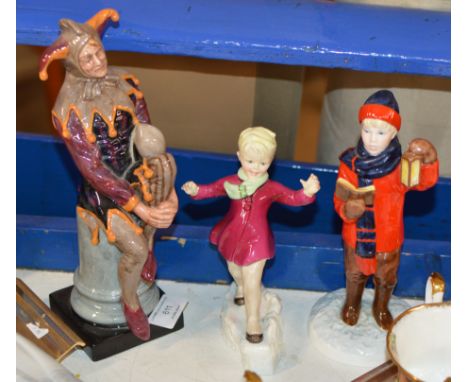 ROYAL DOULTON FIGURINE - THE JESTER HN2016, ROYAL WORCESTER FIGURINE - JANUARY &amp; COALPORT FIGURINE     