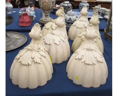 Six plaster shell shaped Wall Lamps, five fitted with light bulbs