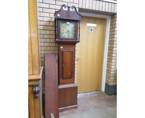 An antique oak Longcase Clock the square brass dial inscribed James Webster, Salop with date aperture and 30 hour movement, t