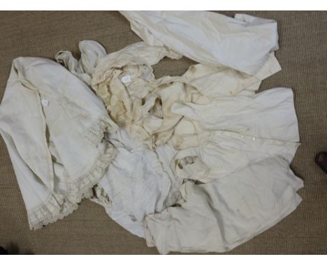 A cream silk and lace Edwardian Blouse, white cotton blouse, cream ribbed cape, man's drawers, whitework petticoat, etc (8)
