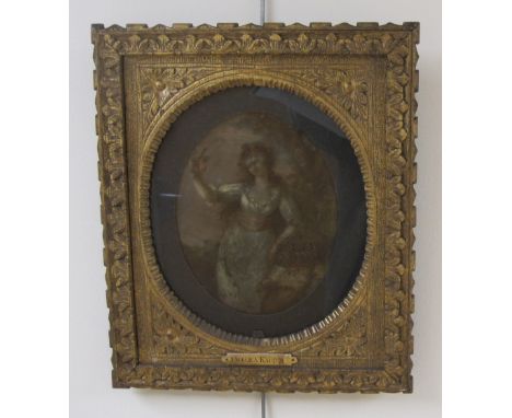 FOLLOWER OF ANGELICA KAUFFMAN. A Maiden holding a Dove, oil on metal, oval, 9 x 7 1/4in and two oils (over print bases) in th