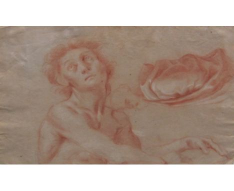 ITALIAN (?) SCHOOL. Portrait and Figure sketch, red crayon with touches of white, within shaped mount, 16 x 10 1/2 in; and th