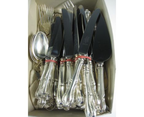 A part Set of Mappin & Webb plated Cutlery Princes pattern, 84 items, plus a pair of Sugar Tongs, Pickle Fork, Butter Knife, 