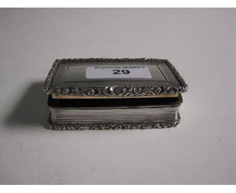 A William IV silver Snuff Box with engine turning and foliate border, Birmingham 1834, maker: T Smith