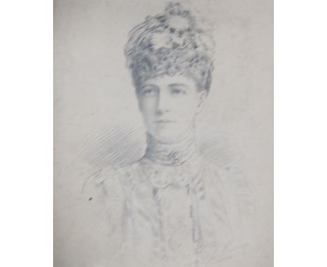 G. HARRISON. Portrait of Queen Alexandra, signed and dated 1903, pencil sketch, unframed, 12 1/2 x 10 in