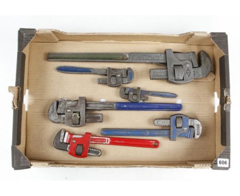 A genuine 24" STILSON wrench by WALWORTH and 5 other by various makers G+ 