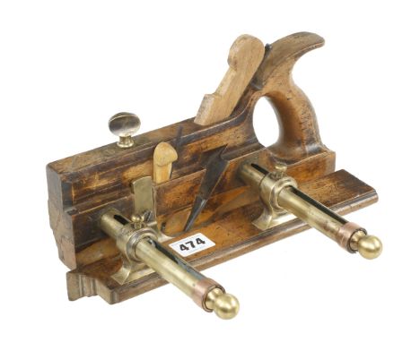 A handled MATHIESON No 16 sash fillister with Patent brass stems, replaced wedge and repair to stems G 