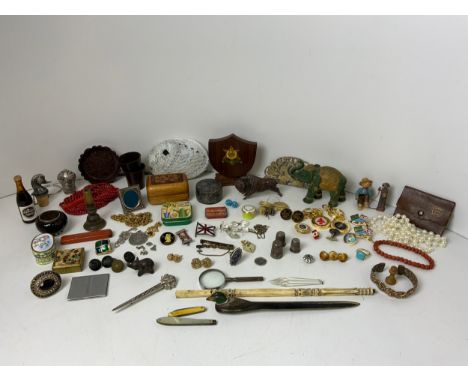 Costume Jewellery,Trinket Boxes, Badges and Emmell Bakelite Dish etc 