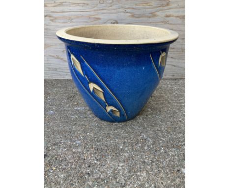 Blue Glazed Planter - 37cm H 