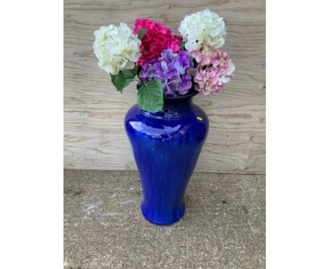 Large Blue Glazed Planter - Repaired - 69cm H 