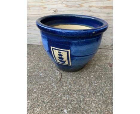 Blue Glazed Planter - 35cm H 