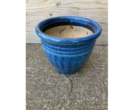 Blue Glazed Planter - 31cm H 
