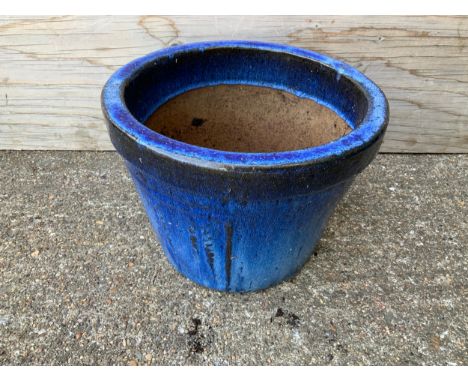 Blue Glazed Planter - 23cm H 