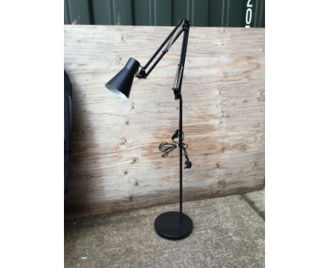 AH Matt Black Swing Arm Floor Lamp 