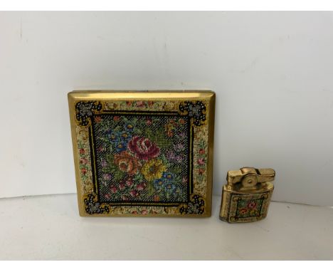 Simson Germany Tapestry Cigarette Lighter and Cigarette Case 
