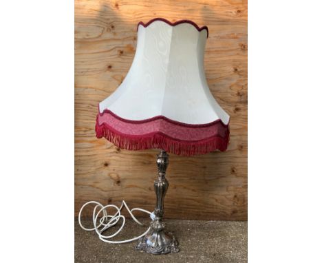 Silver Plated Converted Oil Lamp with Shade 