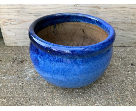 Blue Glazed Planter - 33cm H 