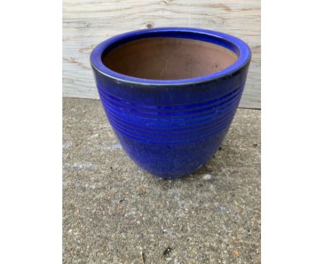 Blue Glazed Planter - 31cm H 