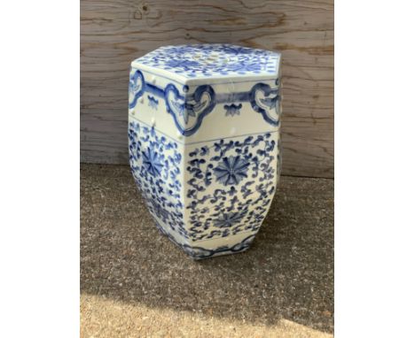 Blue and White Ceramic Seat - 46cm H 