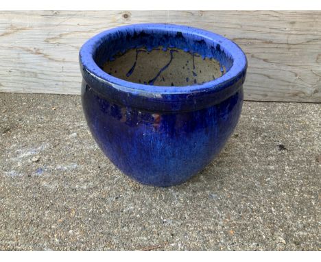 Blue Glazed Planter - 32cm H 