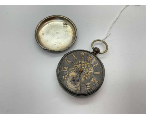 A Hallmarked Silver Openface Pocket Watch, the decorative dial with roman numerals, seconds subsidiary dial (lacking persex/g